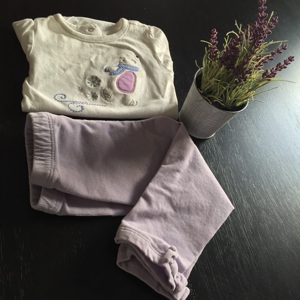 Janie and Jack Violet Corduroy Pants w/ Shirt Set